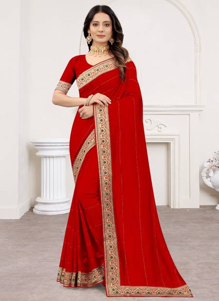 Red Vedika New Designer Wedding Wear Stylish Heavy Silk Jari Embroidered Saree Collection 5813